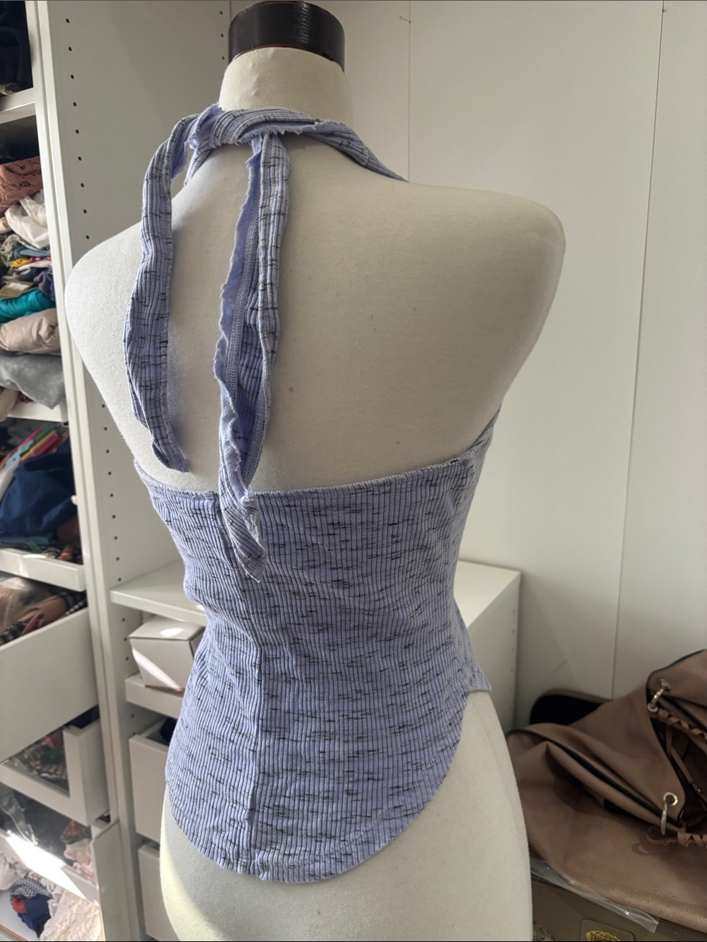 Pilcro Lavender Ribbed Halter Tank with Button Front - Picture 3 of 16